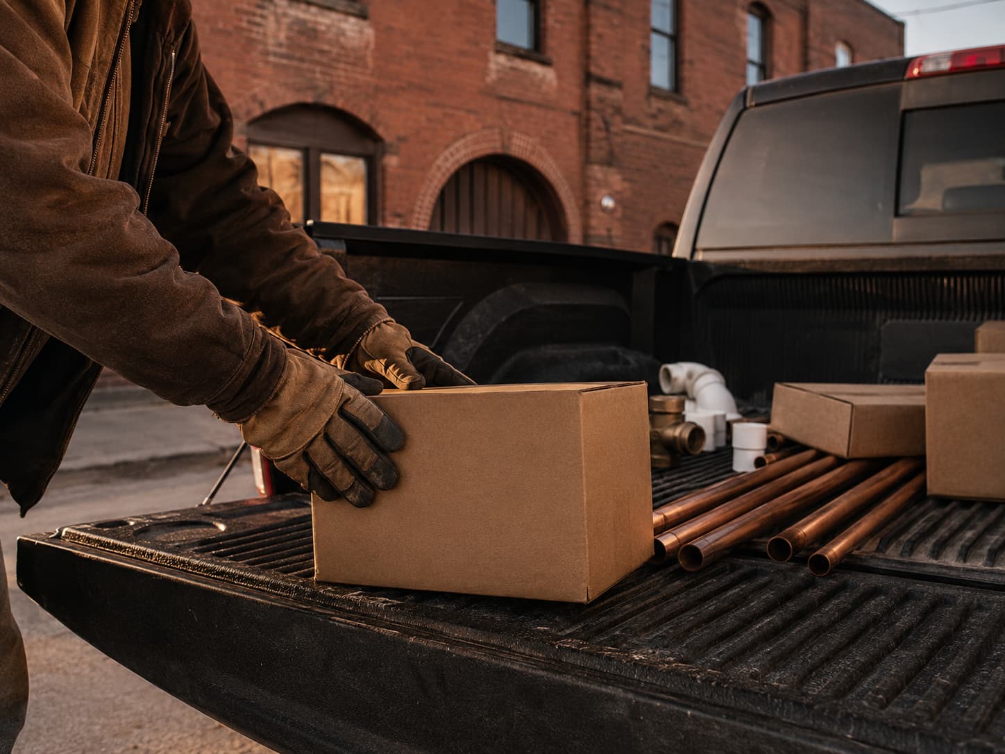 Contractor picking up parts at the Kiner will-call counter